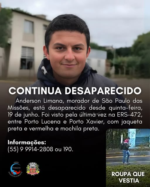 Jovem da Região continua desaparecido