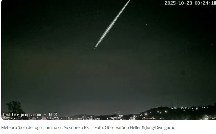 Meteoro ‘bola de fogo’ ilumina o céu sobre o RS