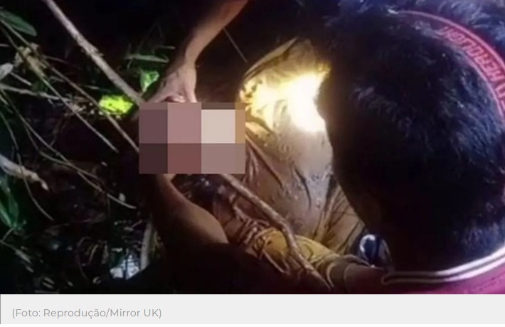 Homem encontra mãe morta com a cabeça na boca de cobra gigante