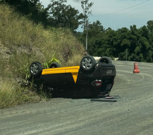 Carro capotou na ERS 305 entre Crissiumal e Horizontina