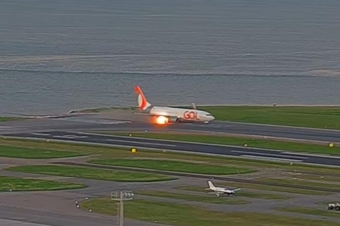 Confira Vídeo: Motor de avião com destino a Porto Alegre pega fogo durante a decolagem no Rio de Janeiro