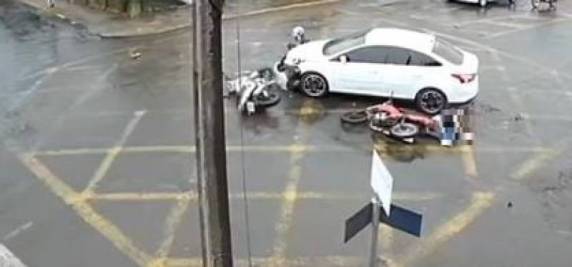 Acidente na área urbana de Panambi, deixa motociclista ferido