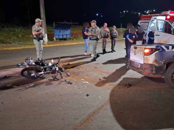 Acidente entre moto e caminhonete é registrado em Ijuí