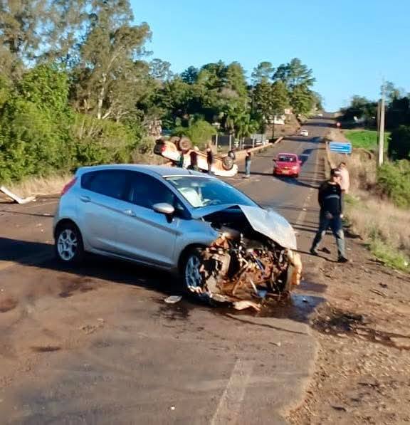 Acidente é registrado na ERS 165 entre Cândido Godói e Cerro Largo