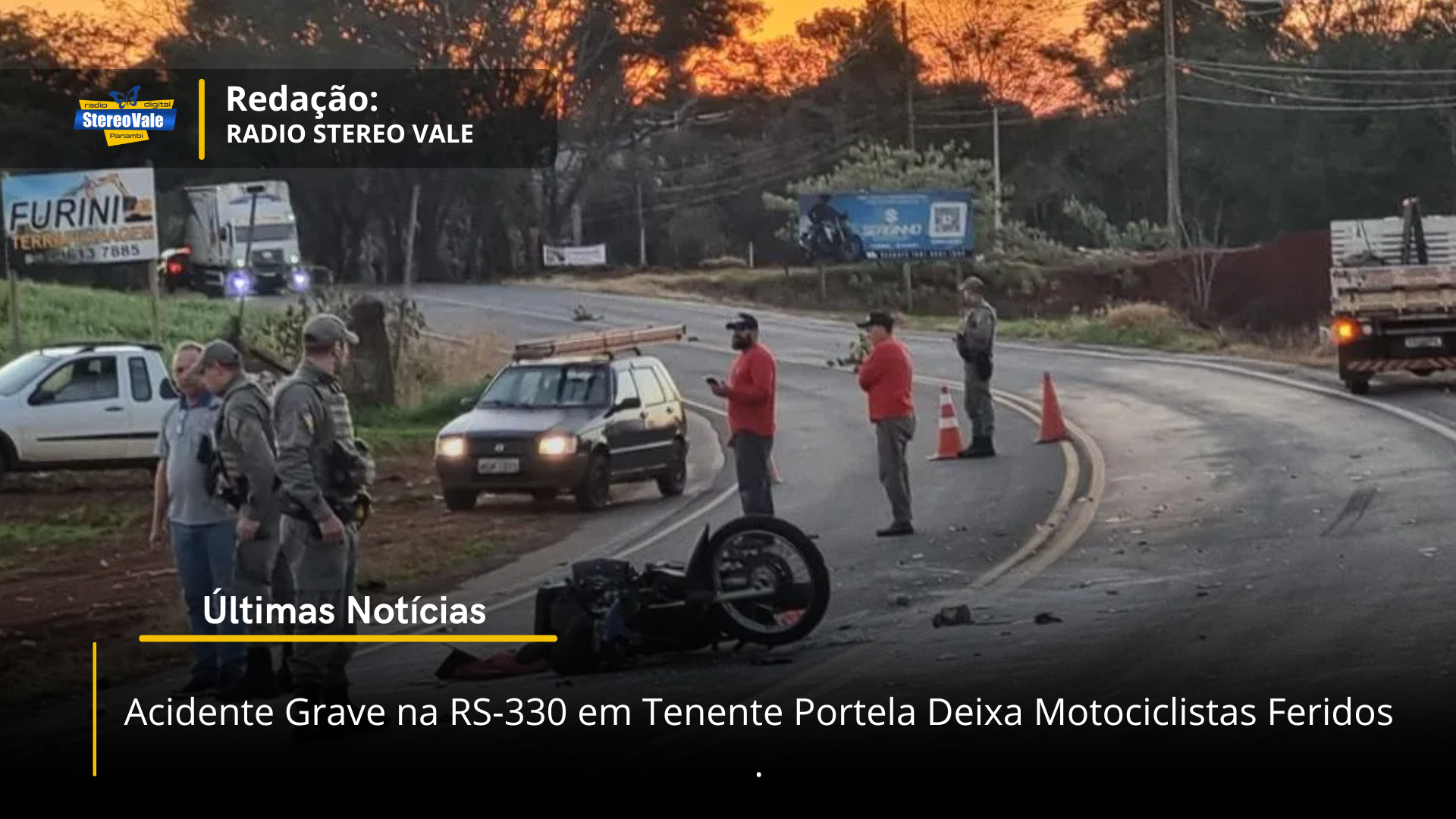 Acidente Grave na RS-330 em Tenente Portela Deixa Motociclistas Feridos
