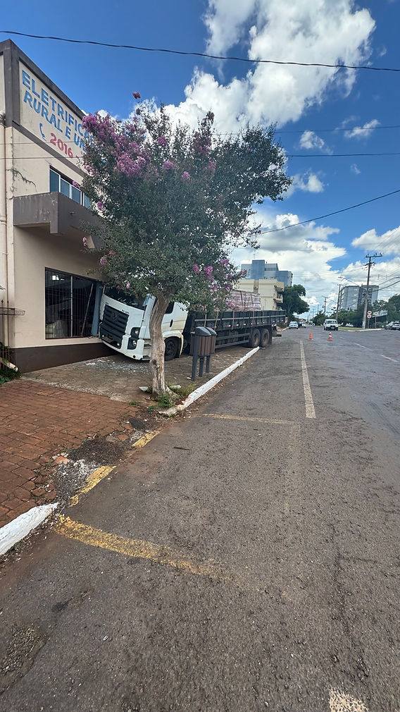 Caminhão desgovernado colide contra loja de materiais elétricos em Tenente Portela