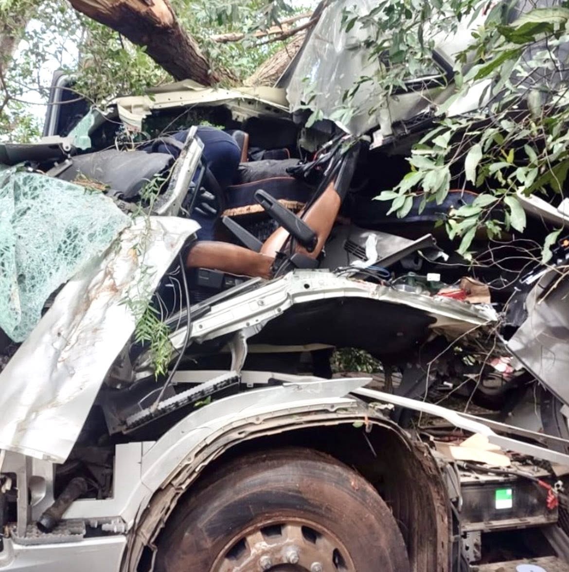 Grave acidente em São Luiz Gonzaga: Cabine de uma carreta fica destruída após veículo cair em barranco na BR 285