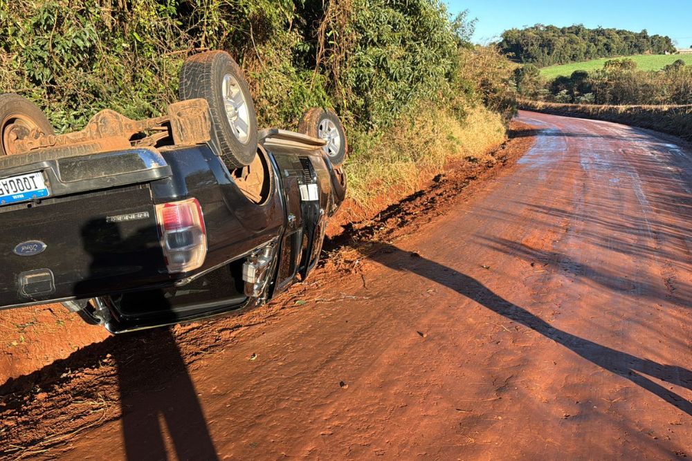 Acidente é registrado no interior de Santo Augusto devido ao gelo na estrada