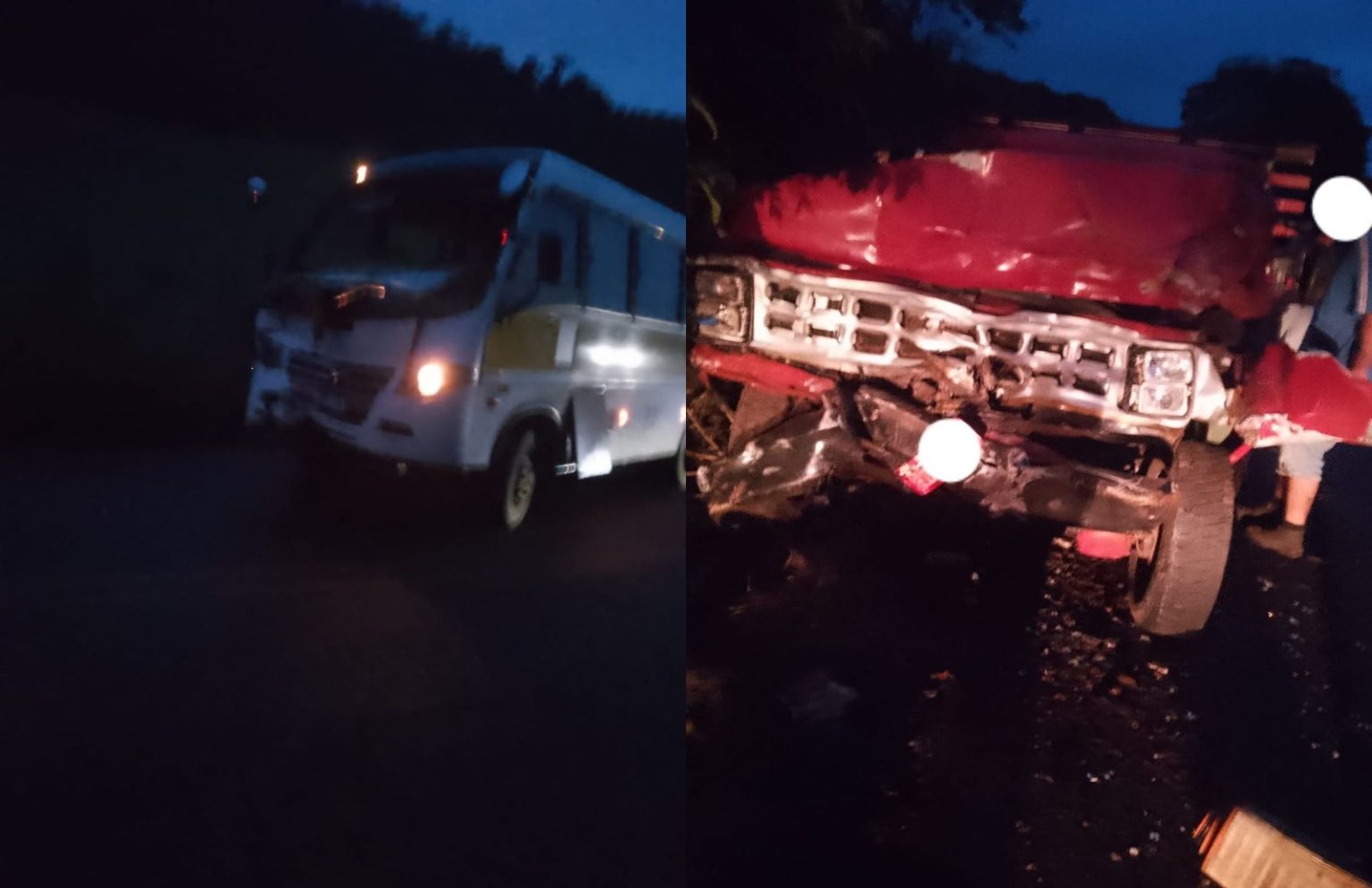 Acidente envolvendo camionete e ônibus na RSC 472 em Tenente Portela