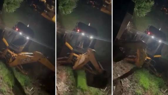 Homem furta retroescavadeira de prefeitura e tenta invadir agência bancária no RS