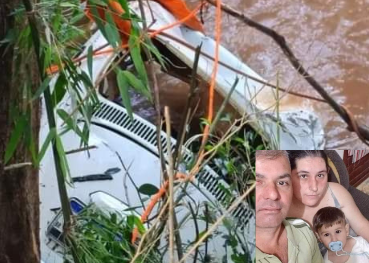 Localizado Fusca com corpos de pai e filho que caíram no Rio Turvo, em Coqueiros do Sul