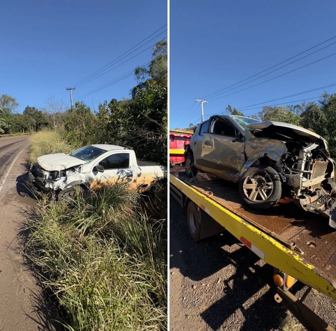 Colisão entre Kwid e Saveiro é registrada na RSC-472 na manhã desta terça-feira