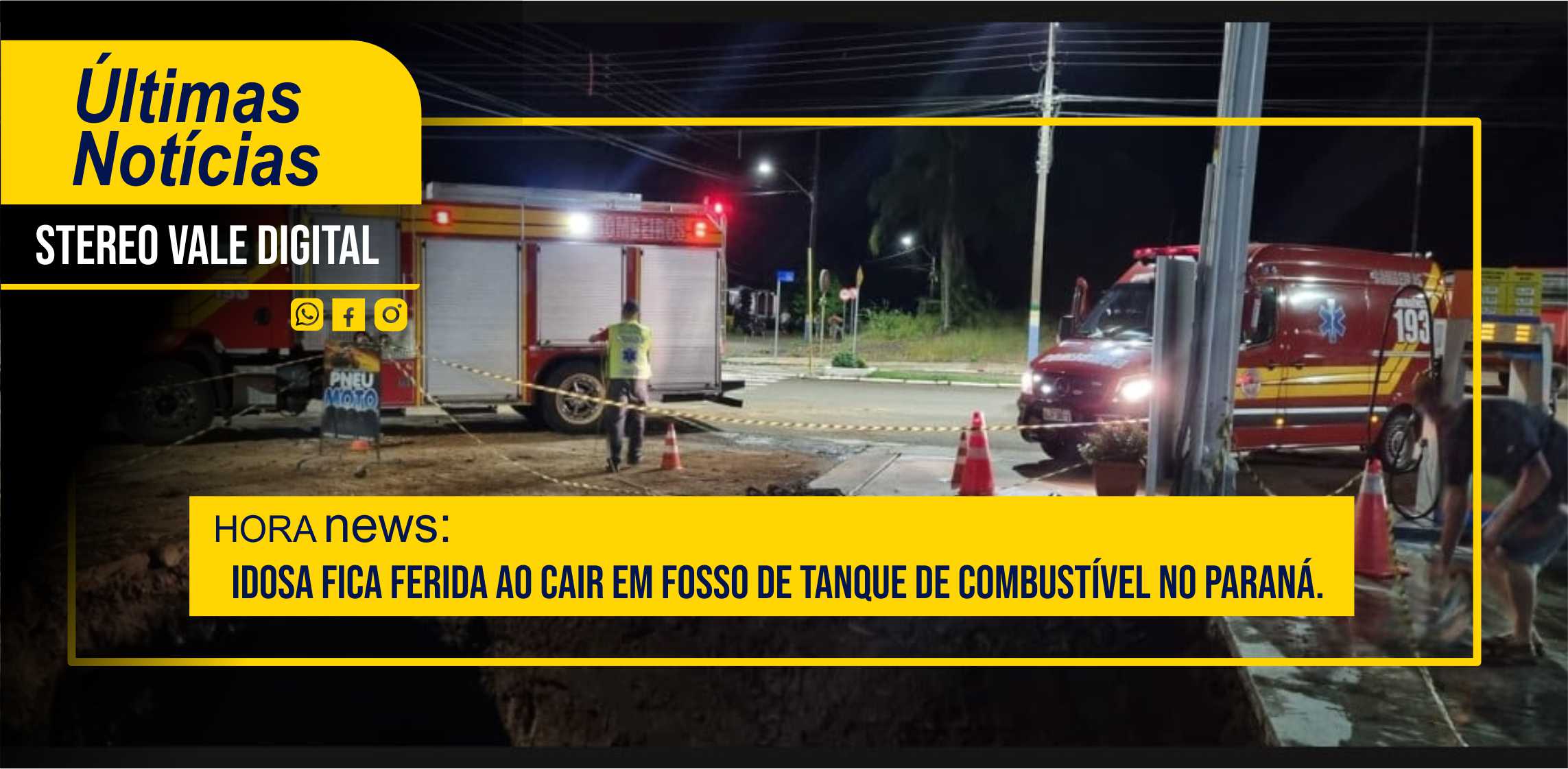 Idosa fica ferida ao cair em fosso de tanque de combustível no Paraná