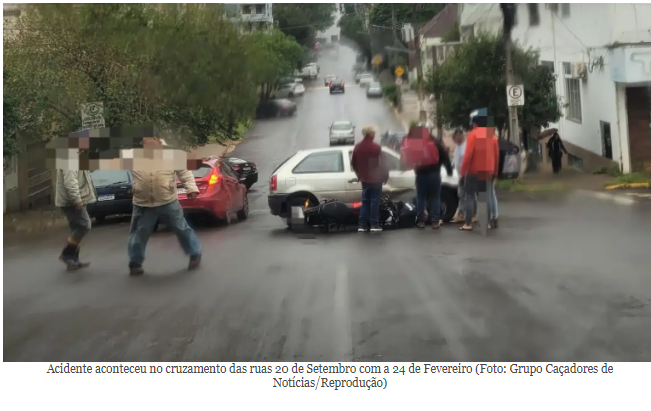 Motociclista fica ferido após colisão entre carro e moto em Ijuí