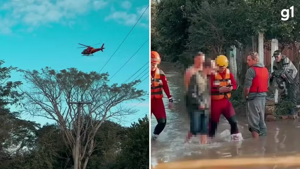 Adolescente fica 2h preso em árvore durante alagamento em Campo Bom