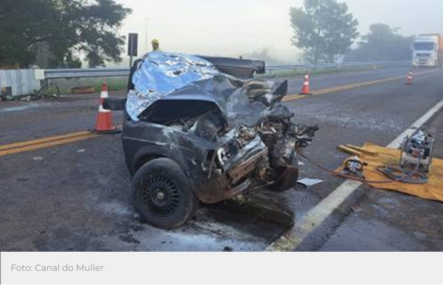 Veículo de Três Passos se envolve em acidente com morte na BR-386, em Soledade