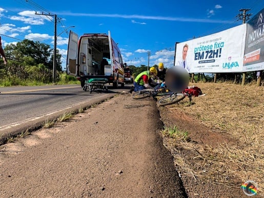 Ciclista fica gravemente ferida ao ser atingida por sapata de caminhão no Oeste de Santa Catarina