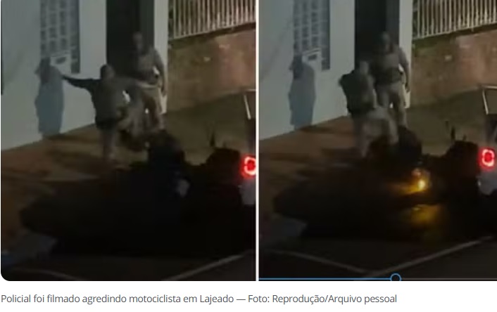 Policial militar agride motociclista durante abordagem no RS; VÍDEO