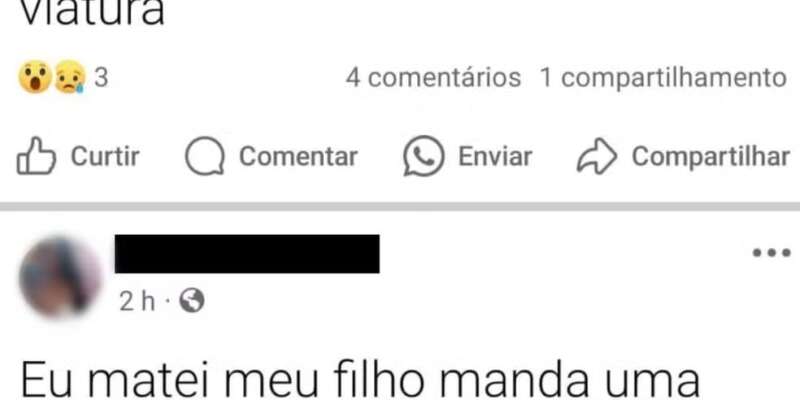 ‘Eu matei meu filho, mandem uma viatura’: mãe é presa após postar que matou criança de 4 anos