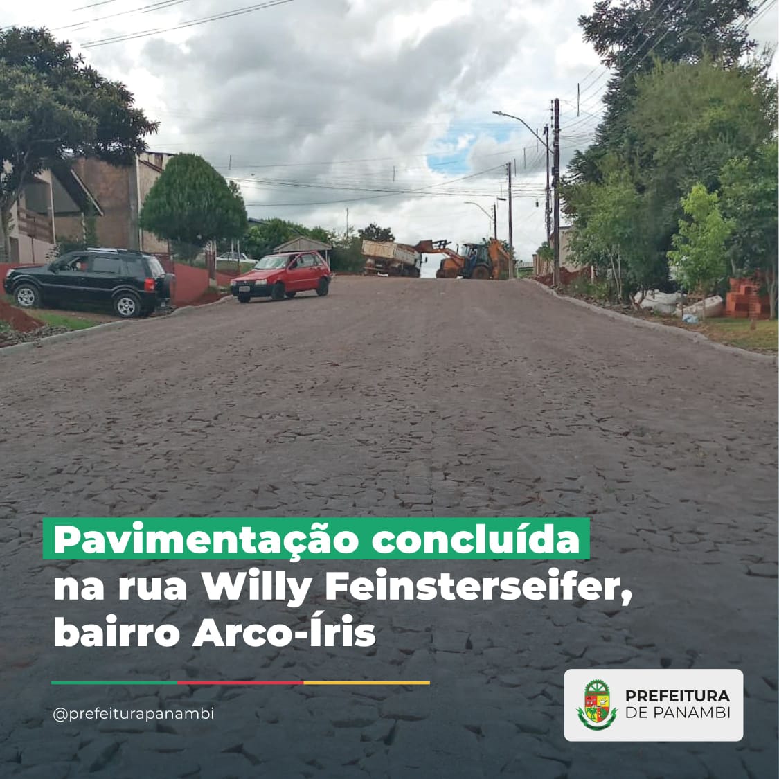 No bairro Arco Íris, os dois trechos da rua Willy Fensterseifer, que há décadas aguardavam pavimentação, tiveram concluído o calçamento.