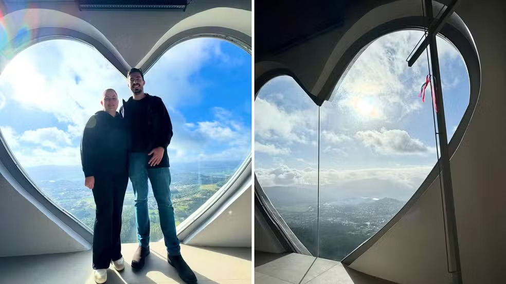 Mirante panorâmico no coração do Cristo Protetor de Encantado é inaugurado com pedido de casamento