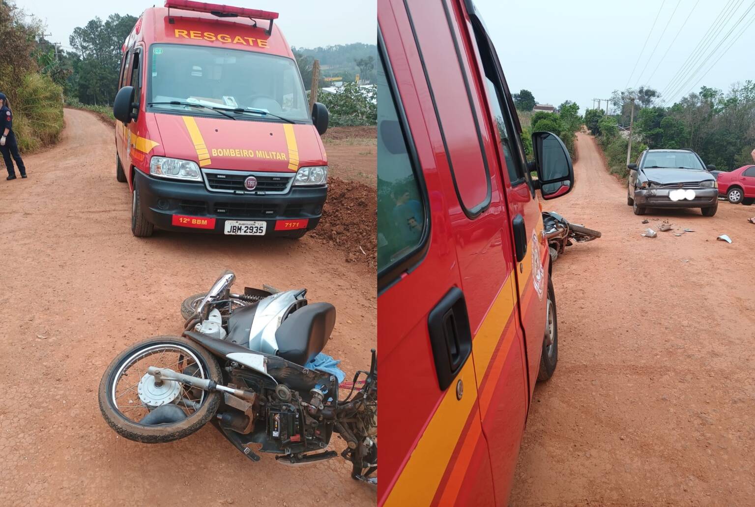 Três Passos: Mulher fica ferida em acidente envolvendo carro e moto em Bela Vista