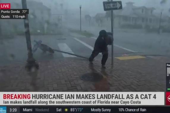 Repórter é atingido por árvore durante cobertura ao vivo do furacão nos Estados Unidos