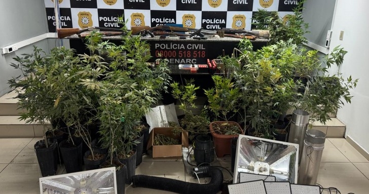 Idoso é preso com plantação de maconha e farto arsenal