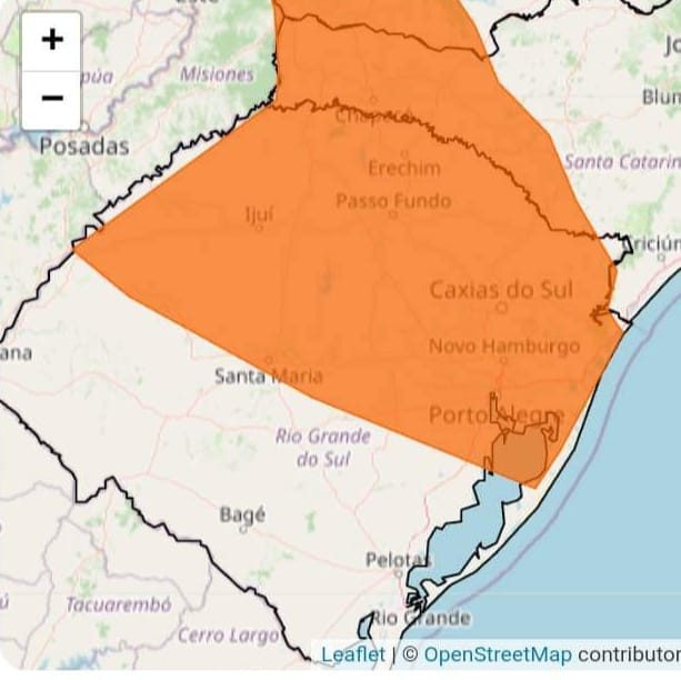 INMET emite alerta laranja de perigo para tempestade para Região Noroeste