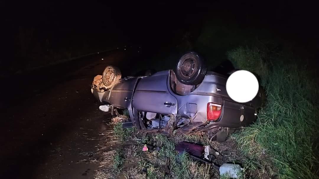 Capotamento é registrado na ERS-575 entre Porto Vera Cruz e Santo Cristo