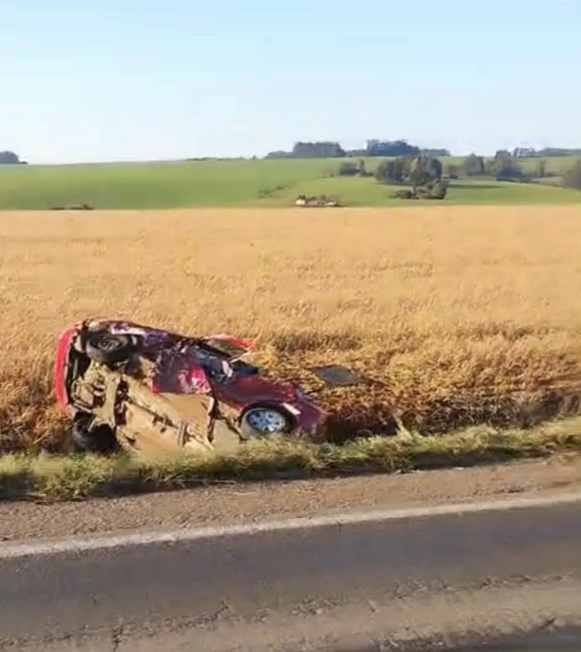 Acidente na RSC-377 entre Cruz Alta e Ibirubá, na manhã desta quarta-feira (31)