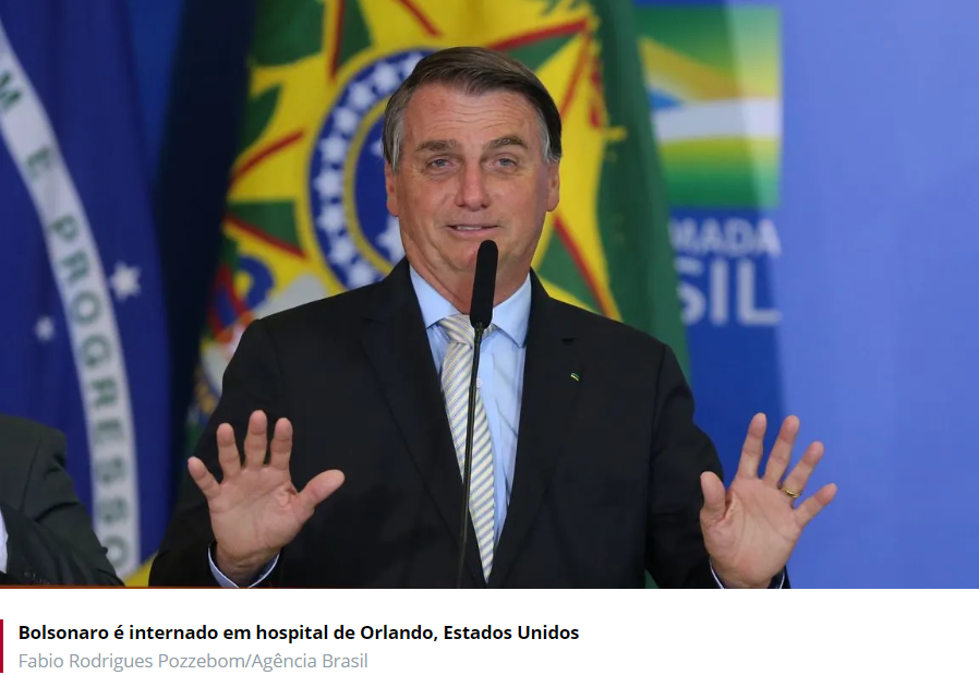 Bolsonaro é internado em hospital de Orlando, Estados Unidos